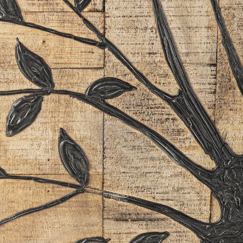 Rustic Style Tree of Life Wooden Wall Panel - 36" - Brown and Black