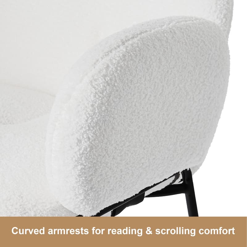 Modern Upholstered Boucle Dining Chair with Armrests