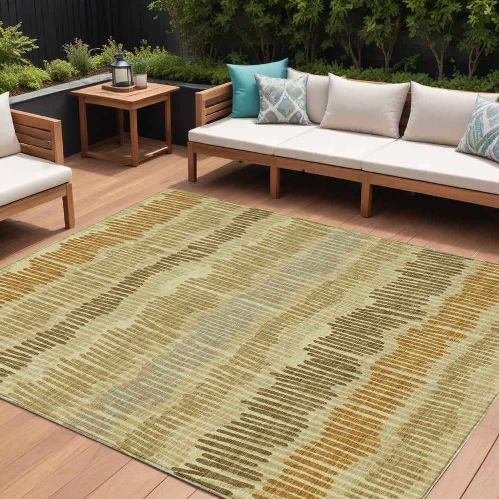 HomeRoots Striped Transitional Rectangle Outdoor Rug