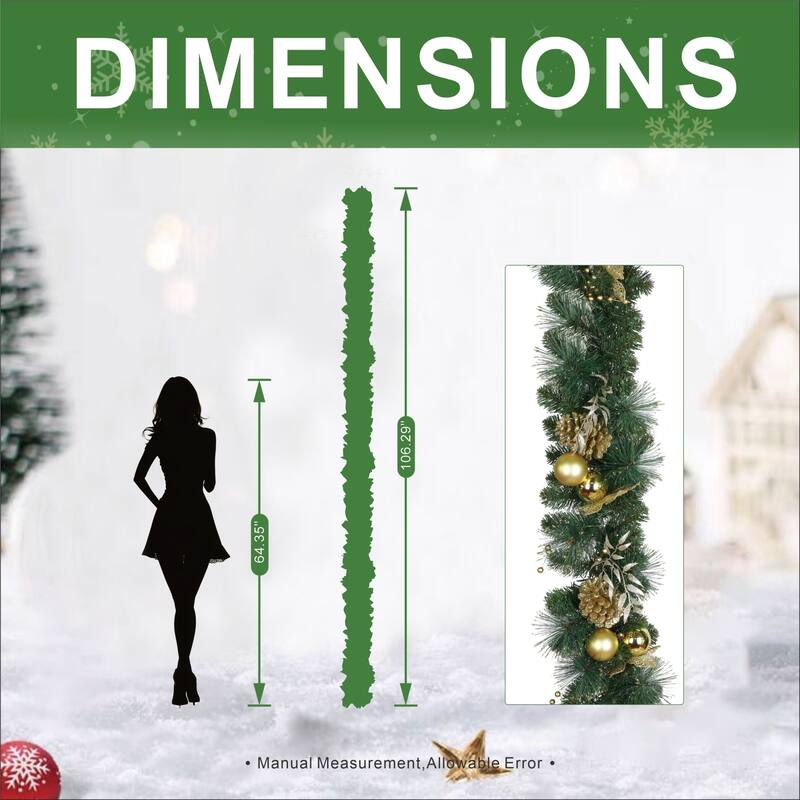 Artificial Versatile Green Christmas Garland with 30 Pine Needles