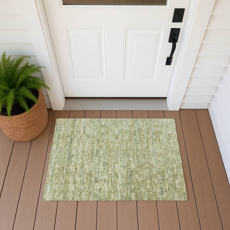 Machine Washable Indoor/ Outdoor Traditional Harmony Chantille Rug - Sage - 1'8" x 2'6"