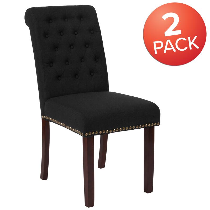 Parsons Rolled Back Accent Nail Trim Chairs (Set of 2) - 18.5"W x 27.5"D x 39.75"H