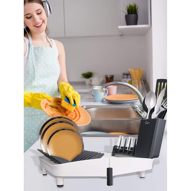 Foldable Countertop Dish Drying Rack with Drainer - 16.5" x 13.8"