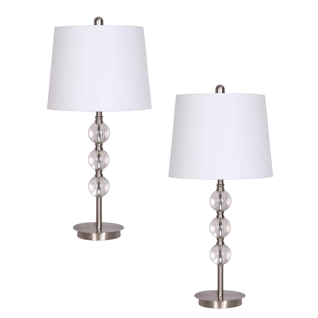 Sagebrook Home Crystal 27" Table Lamps, Silver - Perfect for Stylish Homes, Set of 2 - 13" x 13" x 27"