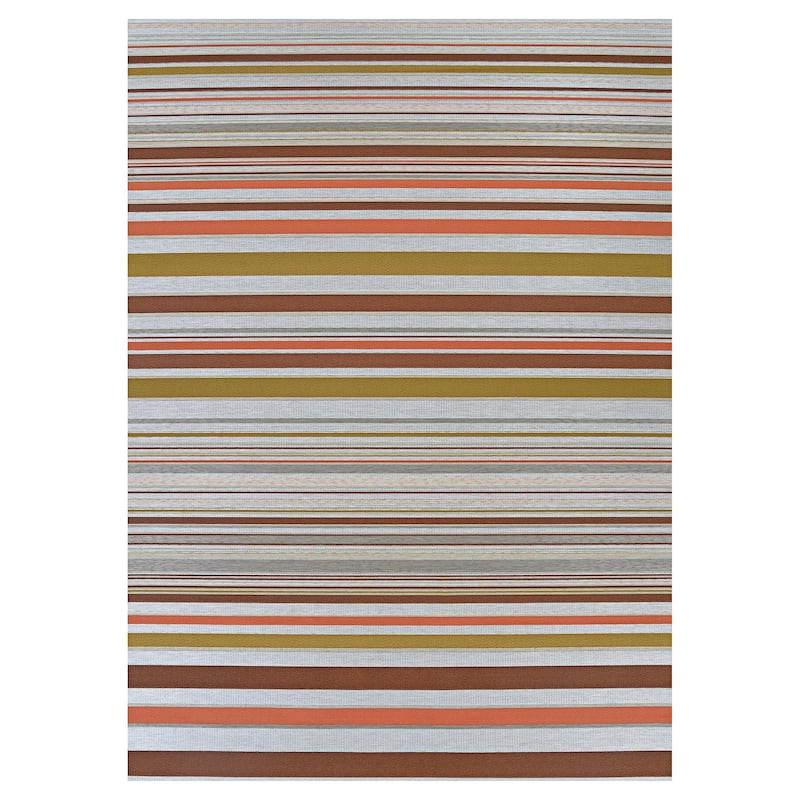 Dream Decor Rugs Gelato Summer Striped Bliss Indoor Outdoor Area Rug - 4' x 5'10" - Orange/ Grey