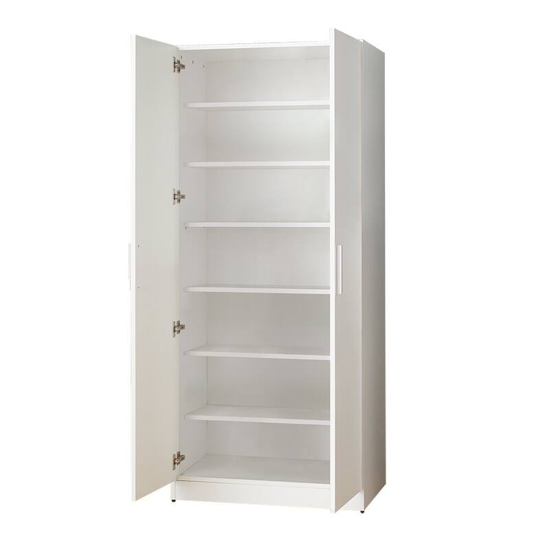 Mia Tall Shoe Cabinet with Six Shelves in White