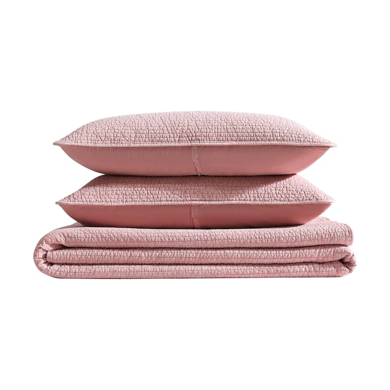 Nautica Seashore Stitch Solid Cotton Reversible Quilt Set