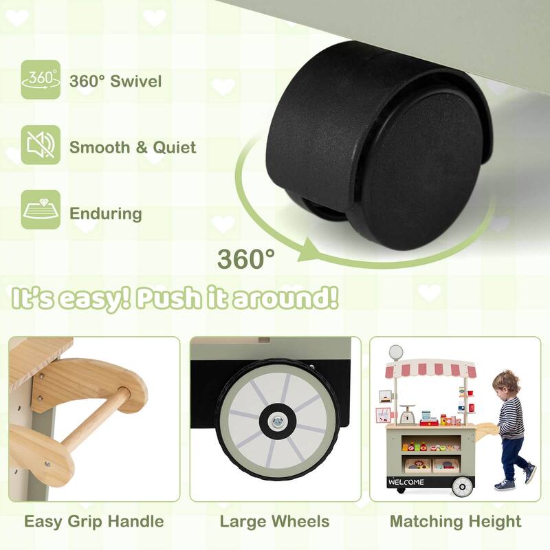 Costway Kids Snacks & Sweets Food Cart Kids Toy Cart Play Set with 30 - See Details