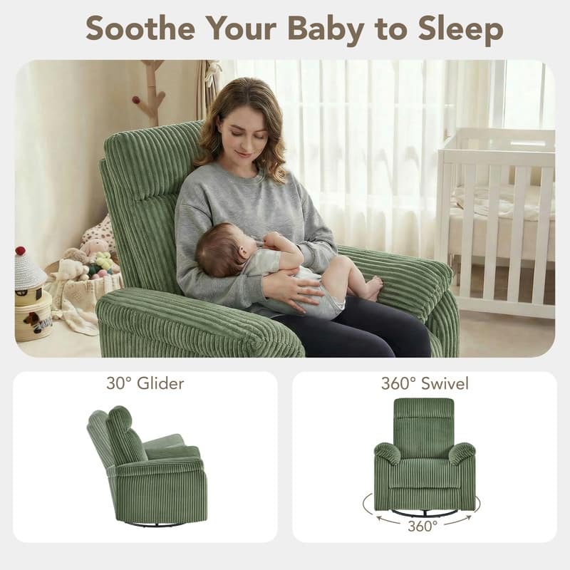 Spruce & Spring Manual Swivel Glider Recliner for Nursery