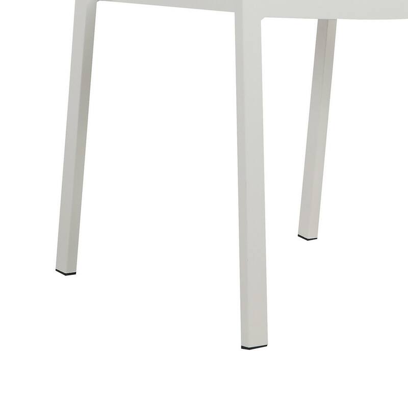 Fifi 21 Inch Set of 6 Dining Chairs, Aluminum Frames, Pure White Fabric