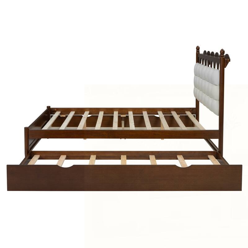 Wooden Storage Platform Bed with USB Ports