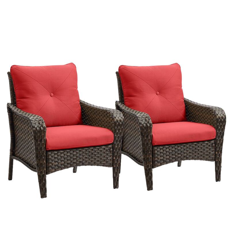 Pocassy Outdoor Wicker Patio Chair with Cushion