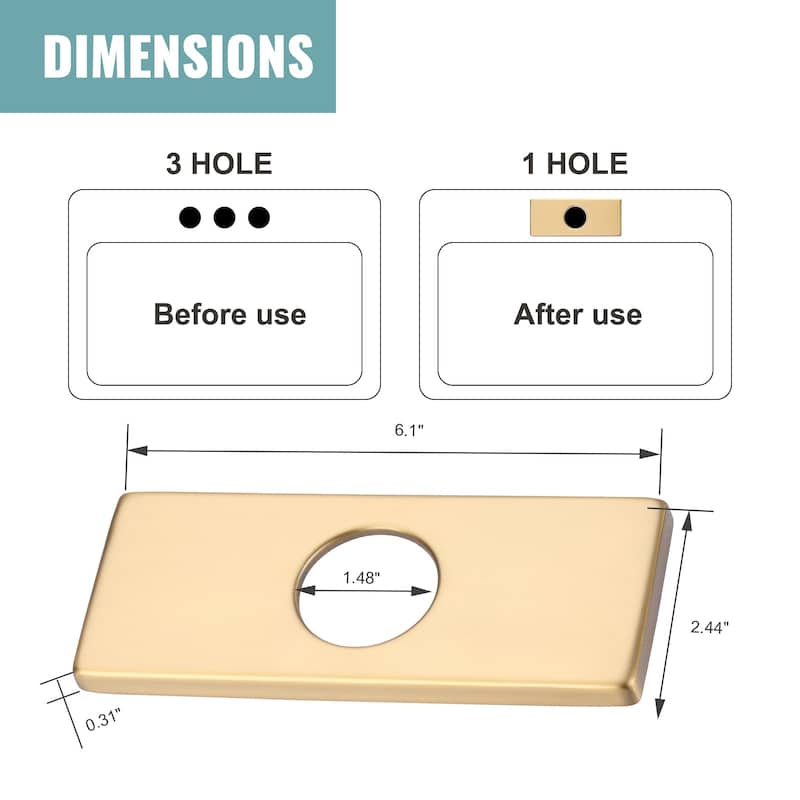WOWOW 304 Stainless Steel Faucet Deck Plate Fits 1 to 3 Hole Sinks