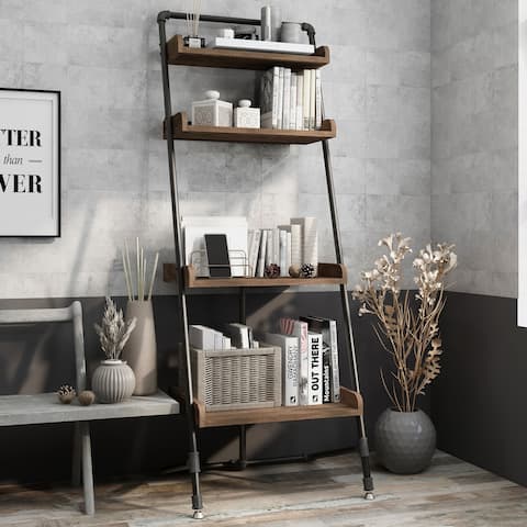 Furniture of America Callana Rustic 4-shelf Ladder Display Shelf