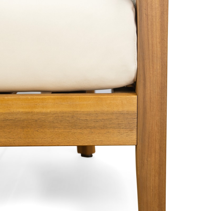 Roomfitters Porto Outdoor Acacia Wood Loveseat with Coffee Table, Patio Balcony Seating Set