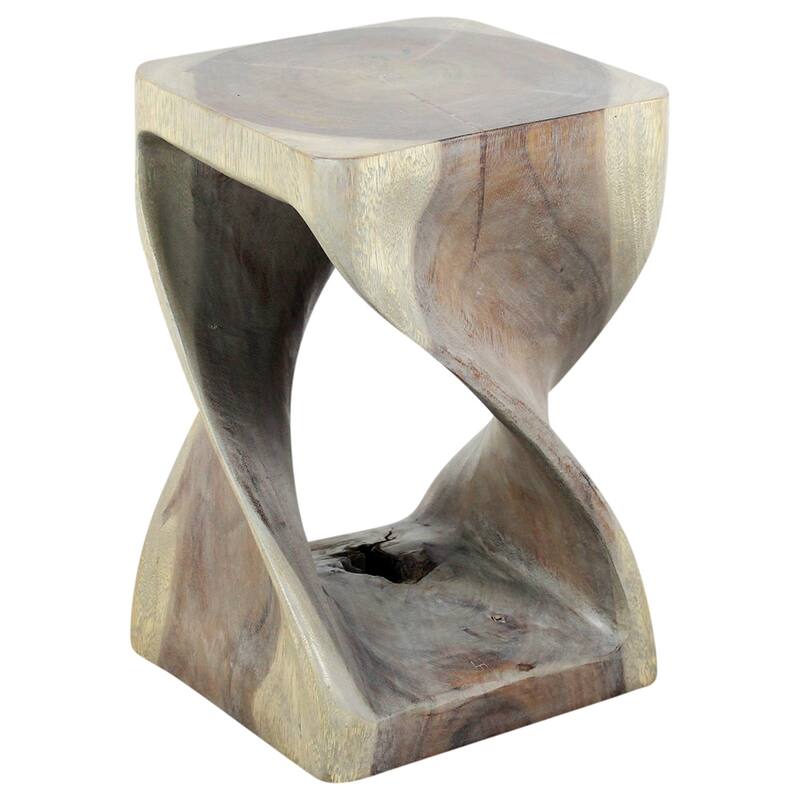 Haussmann® Original Wood Twist Stool 10 X 10 X 16 In High Grey Oil - 10" x 10" x 16"