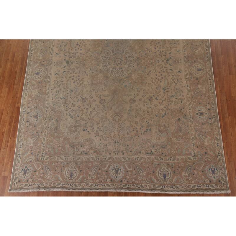 Distressed Tabriz Persian Vintage Rug Handmade Oriental Wool Carpet - 9'6" x 12'9"
