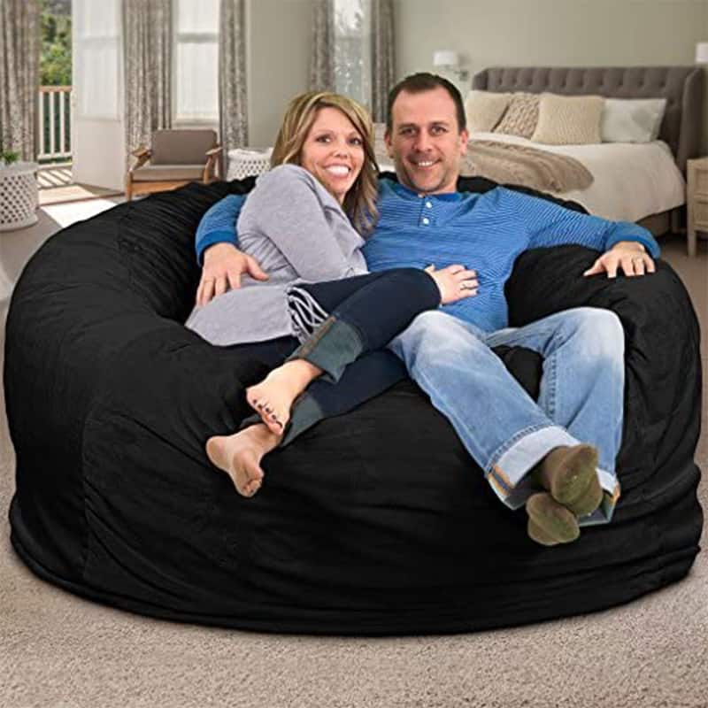 Ultimate Sack 6ft Bean Bag Chair, Oversized Indoor Comfy Lounger, Black Suede