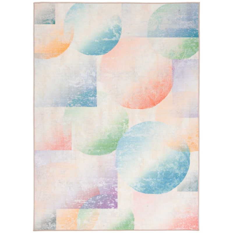 SAFAVIEH Paint Brush Machine Washable Slip Resistant Emmanouela Rug - 4'4" x 6' - Blue/Purple