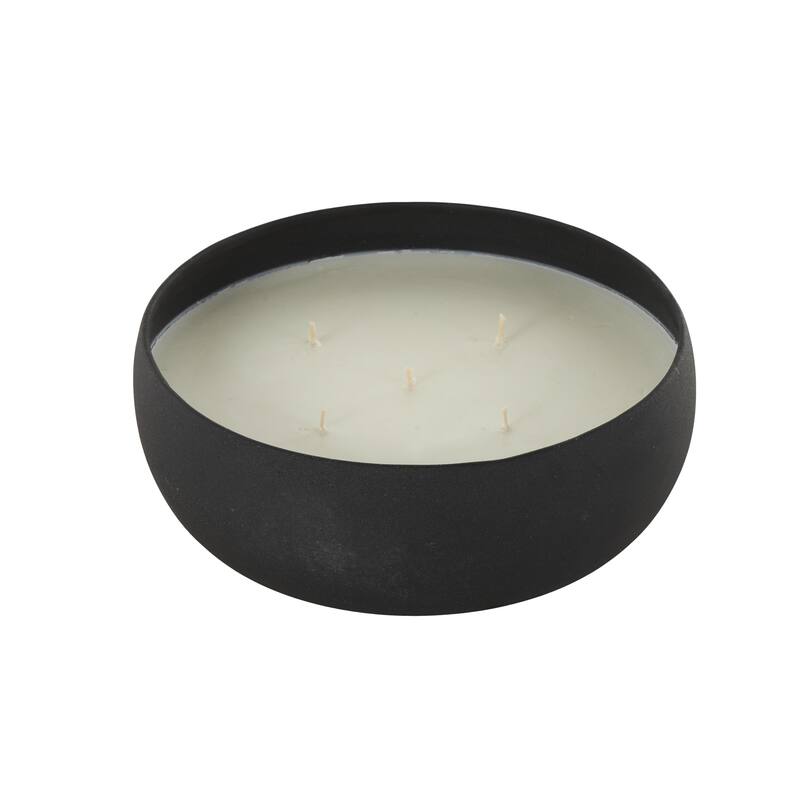 Beige, Black or Cream Metal Scented Textured 63oz 5 Wick Decorative Candle with White Wax