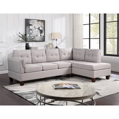Linen Modern Sectional Sofa with Right Facing Chaise