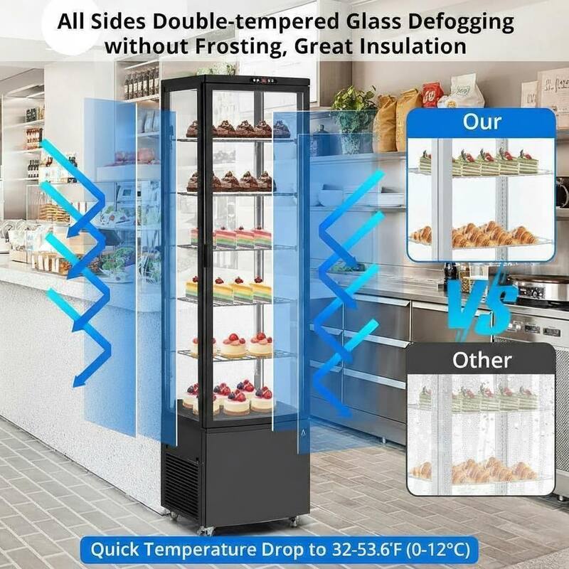 10.5 Cu.Ft Rolling Commercial Refrigerator Display Case, With LED Light