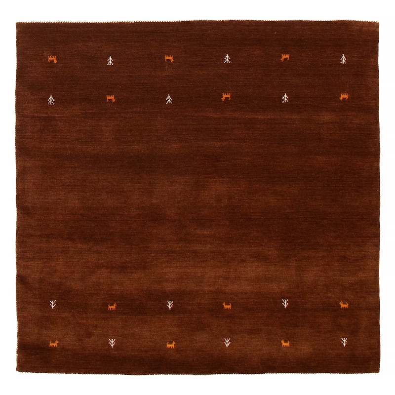 Kashkuli Gabbeh Brown Rug 6'6" x 6'6" - 6'6 x 6'6 - Brown - 6'6 x 6'6