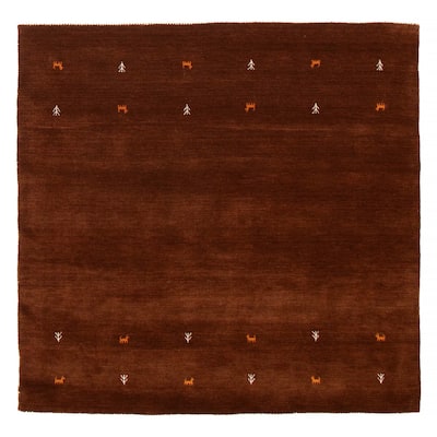Kashkuli Gabbeh Brown Rug 6'6" x 6'6" - 6'6 x 6'6