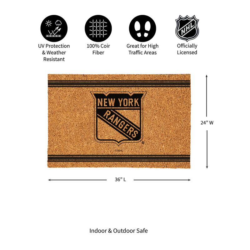 New York Rangers Monochrome Indoor/Outdoor Coir Door Mat