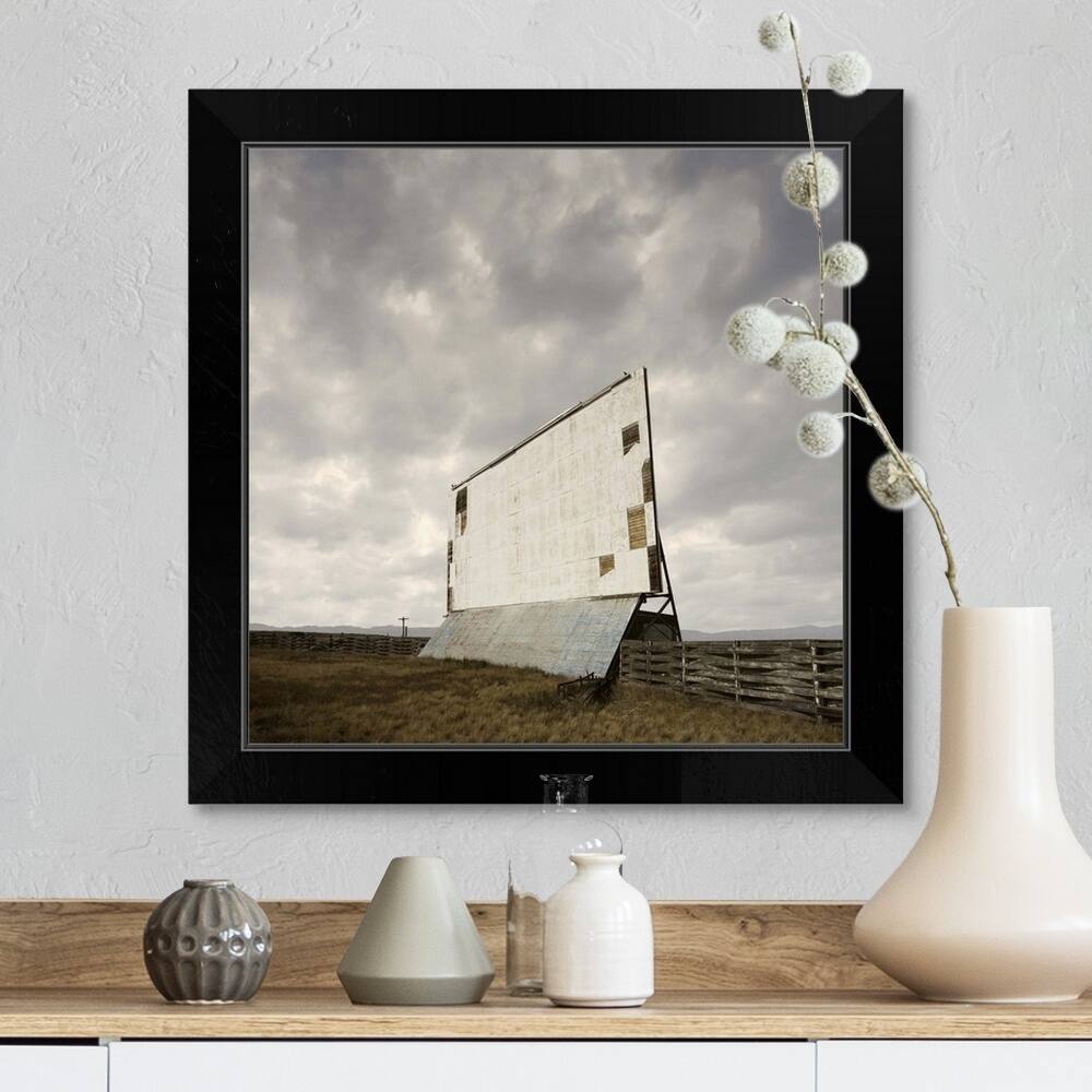 "Abandoned Drive-In Movie Theater Screen" Black Framed Print