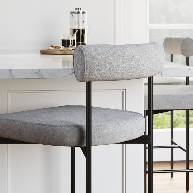 Nathan James Dahlia Counter Height Barstool or Dining Chair with Back and Upholstered Cushion