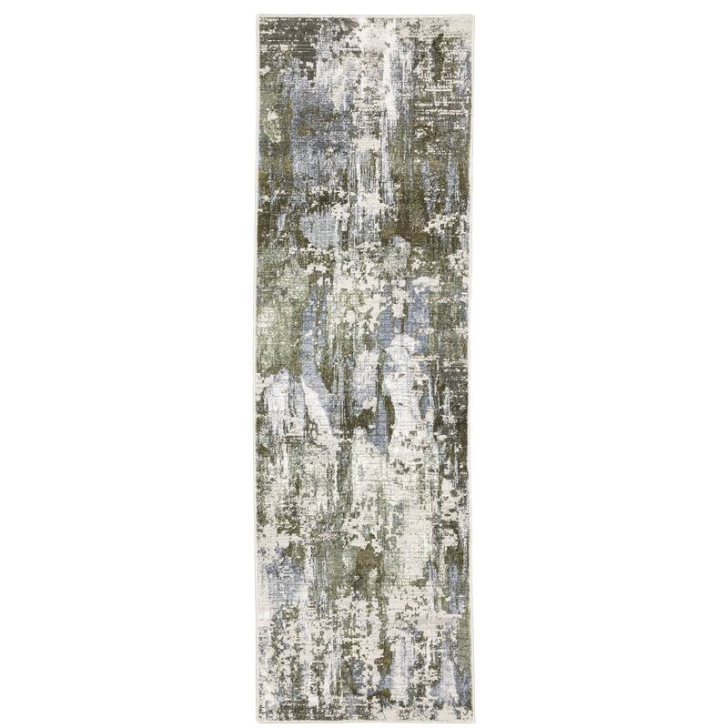 Style Haven Caldon Contemporary Abstract Green Area Rug - 2' 3" x 7' 6" - Runner/Rectangle