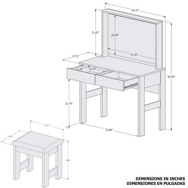 Boahaus Emma Vanity Set with LED lights Bed Bath & Beyond 32499810