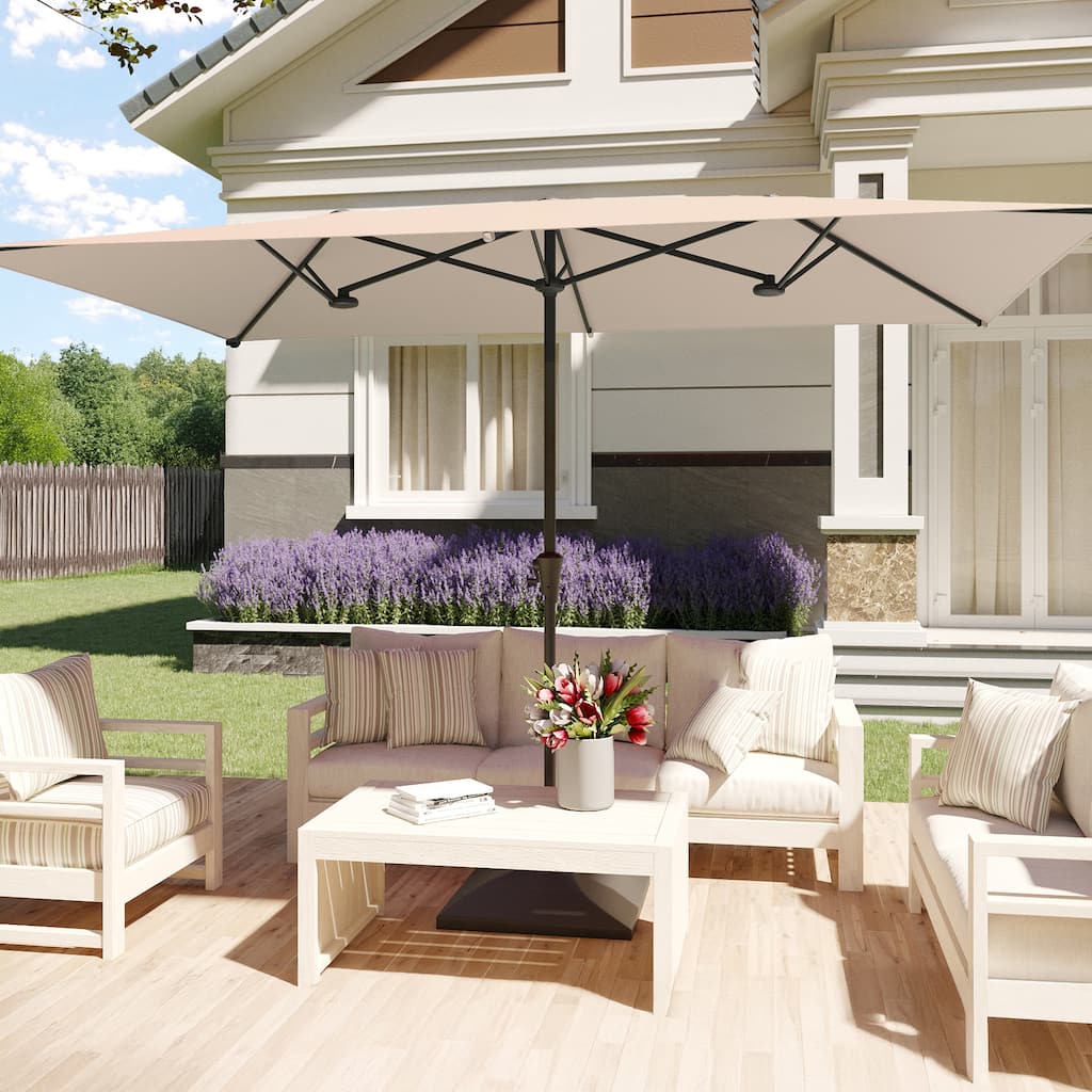 BONOSUKI 10 x 6.5Ft Double-Sided Patio Umbrella with Large Canopy Outdoor Table Umbrella for Garden and pool, Anthracite Gray