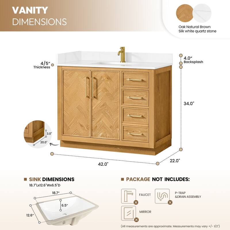 Jakarta Bath Vanity with Quartz Stone Top without Mirror