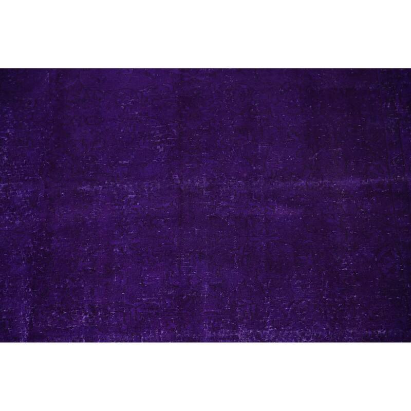 Purple Over-Dyed Anatolian Turkish Vintage Rug Handmade Wool Carpet - 6'10"x 10'7"