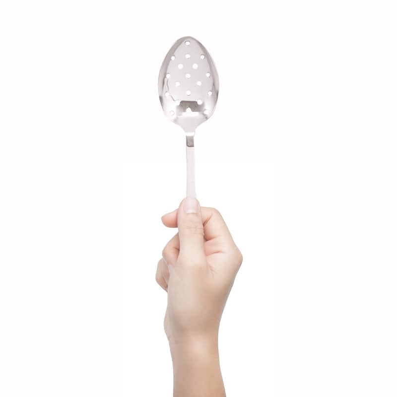 HIC Kitchen Serving Spoon Set, Japanese Stainless Steel, Solid and Pierced Spoons, Set of 2