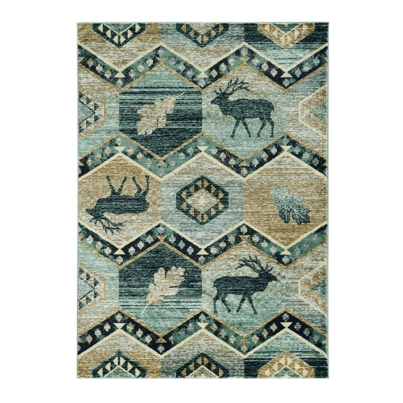 HomeRoots Abstract Contemporary Rectangle Outdoor Rug - 8' X 10'