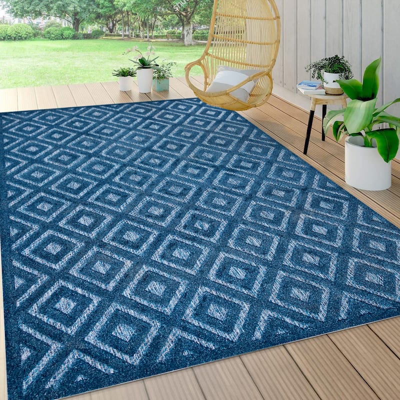 JONATHAN Y Ankara Neutral Diamond Trellis Indoor/Outdoor Area Rug