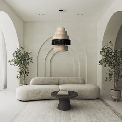 Sammie River of Goods Natural and Black Tiered Pendant Light with Adjustable Hanging Cord - 22" x 22"x 29/88"