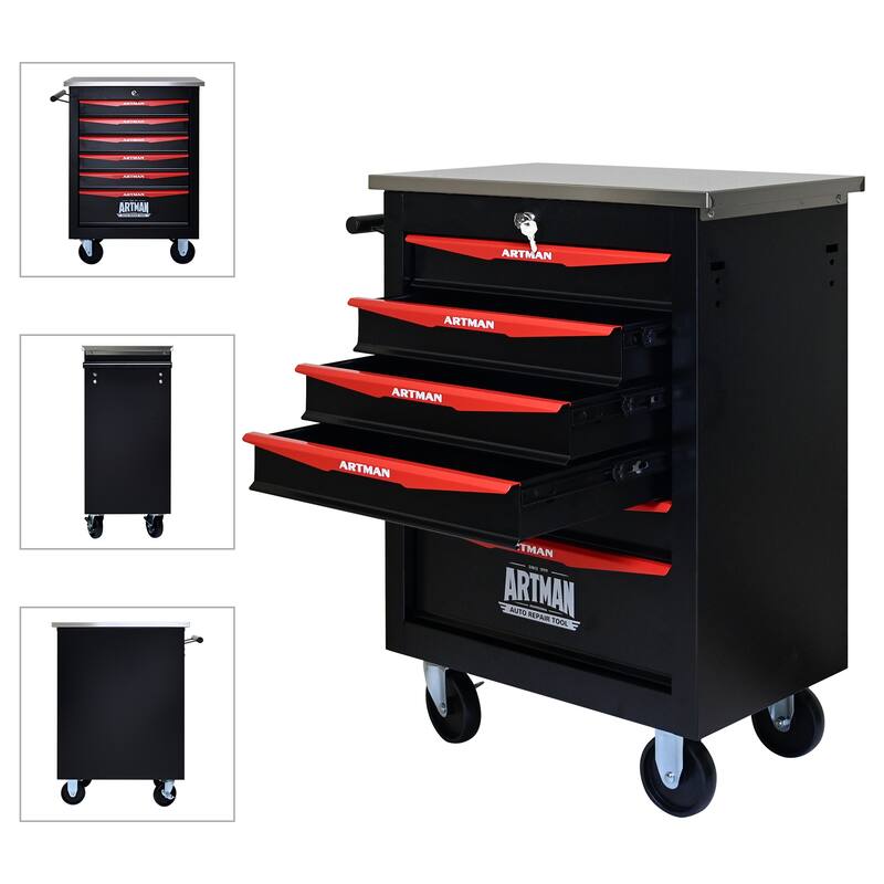 6-Drawer Rolling Tool Cart with Wheels for Garage, Workshop & Warehouse