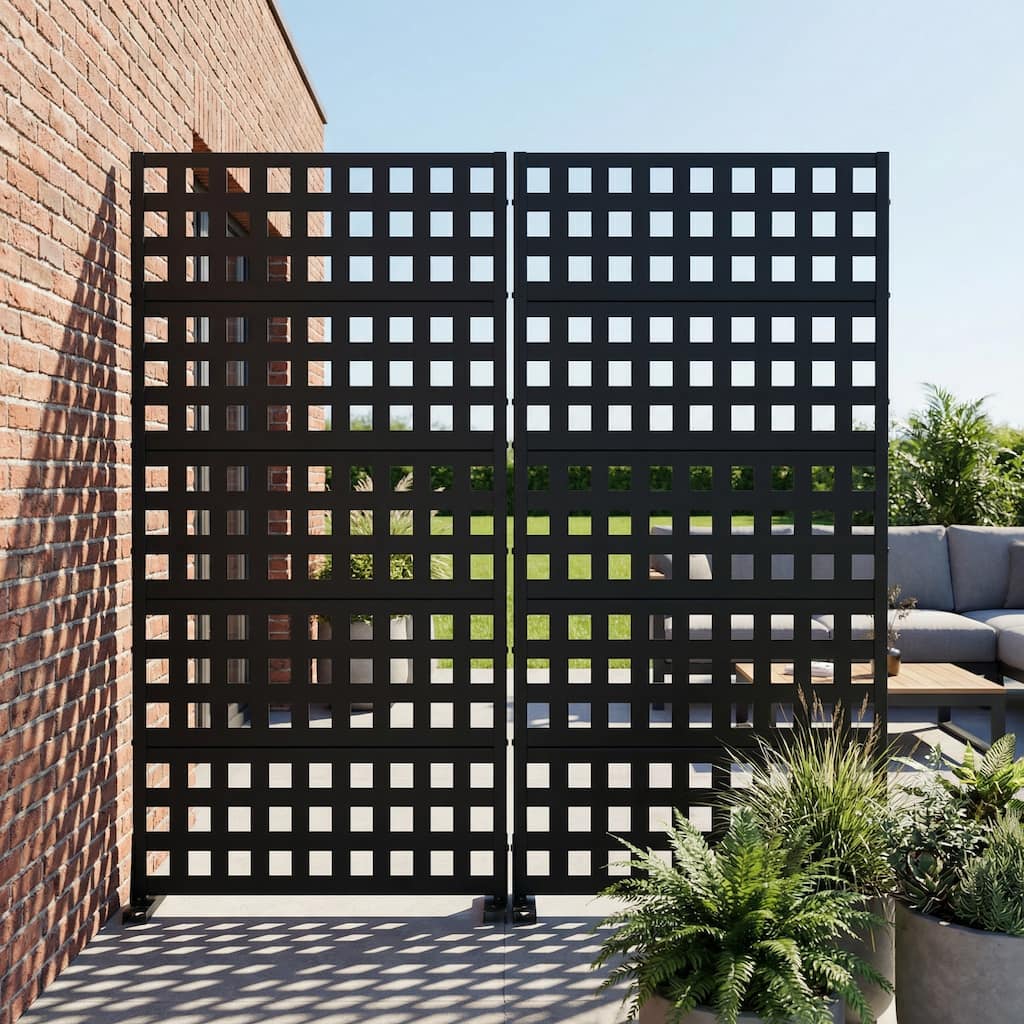 Outdoor Rectangle Privacy Screens Metal Screen Fence Panel Set of 2