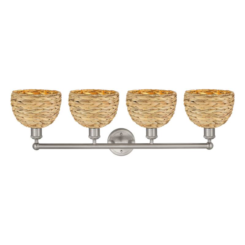 Innovations Lighting Endless Possibilities Edison - Woven Rattan - 4 Light 35" Bath Vanity Light