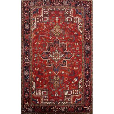 Hand Knotted Oriental 100% Wool Carpet Traditional Medallion Red Heriz Area Rug - 10' 9'' X 7' 6''