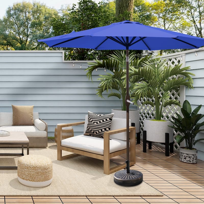 Lopes 9-foot Patio Umbrella with Bronze Finish Base Weight Stand Included - Royal Blue