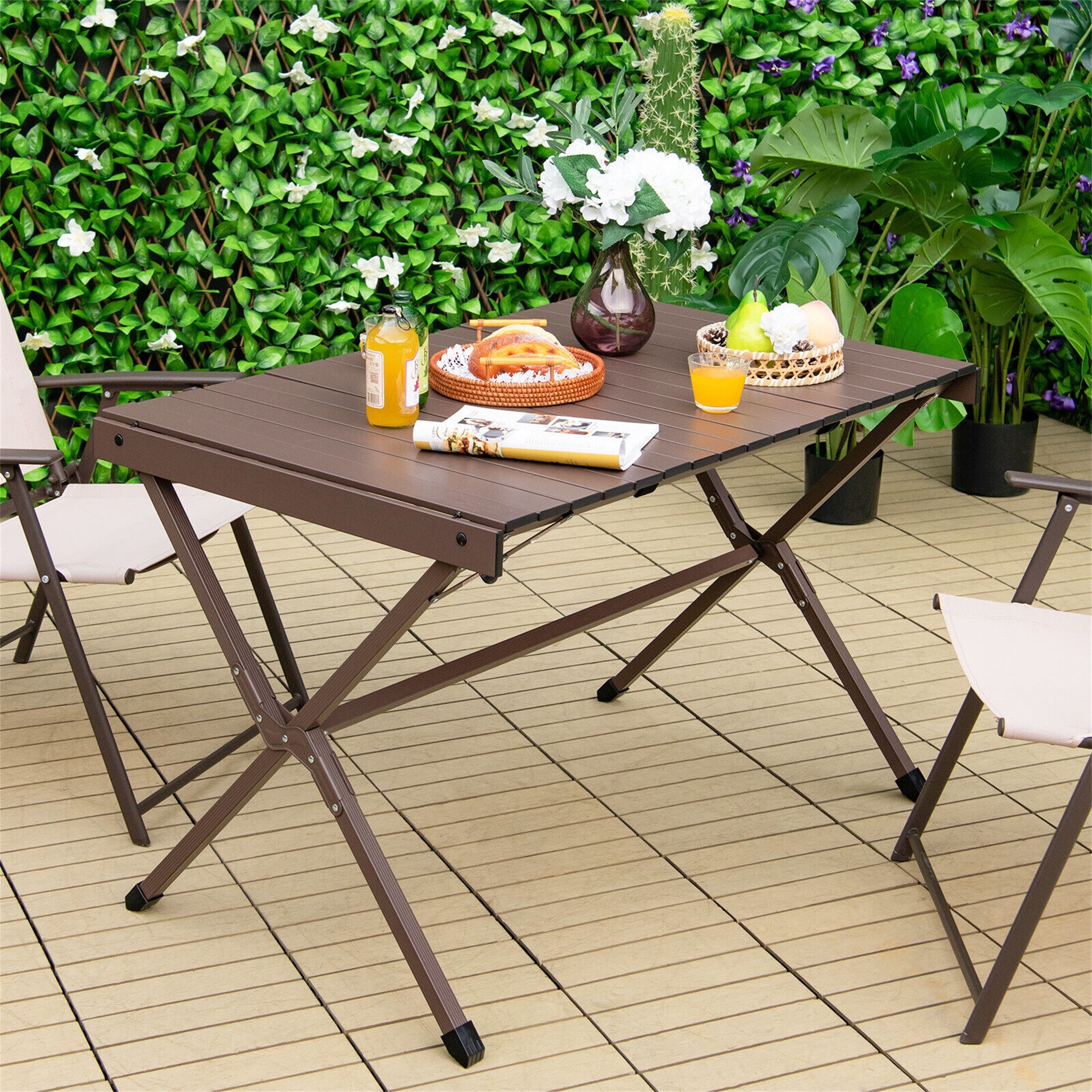 6 person folding table top and chairs