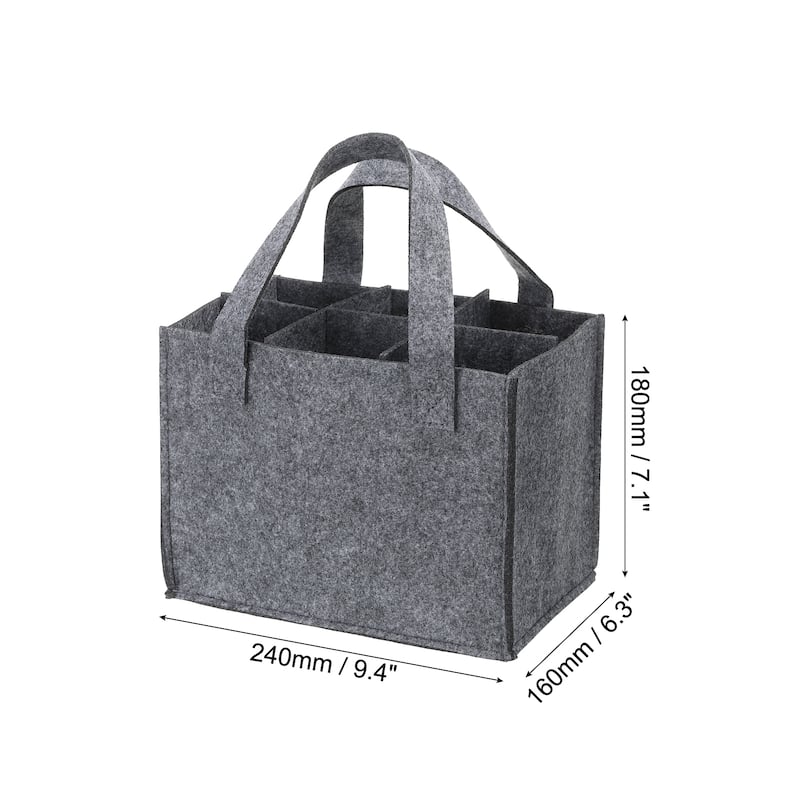 6 Bottle Wine Carrier Tote Bag, Wine Bottle Carrying Bag - Grey