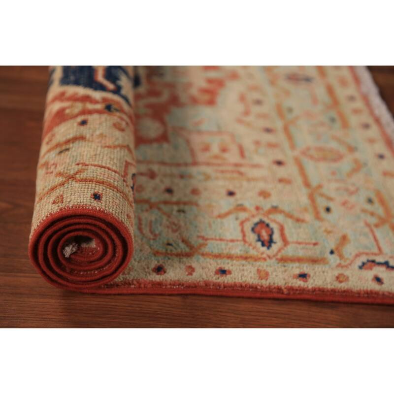 Vegetable Dye Heriz Serapi Rug Hand-Knotted Wool Carpet - 3'0"x 3'10"