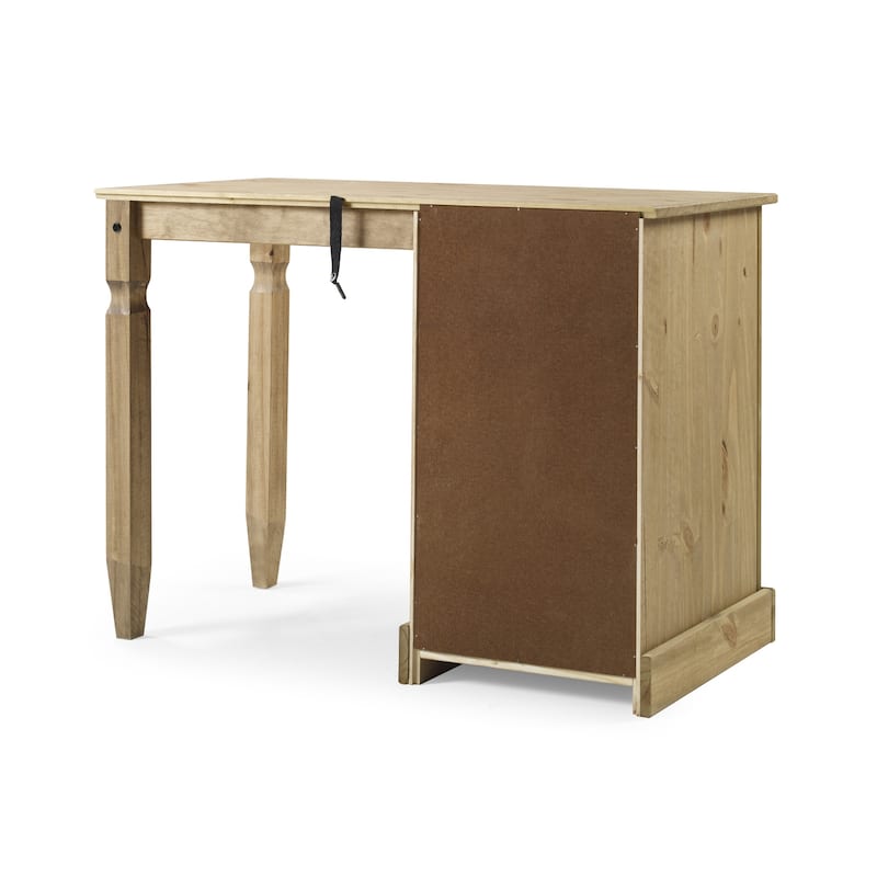 Asian Fusion Vanity/Desk - Solid Pine Wood - 36" x 18" - Brown - - Easy Assembly