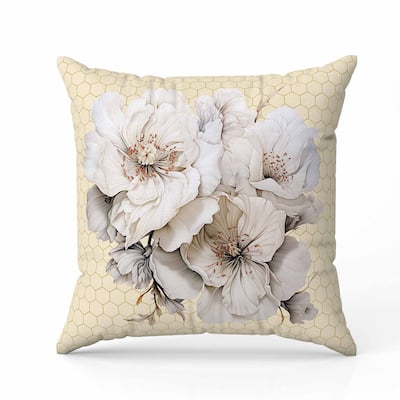 Magnolia Majesty Faux Suede Reversible Throw Pillow Pale and Yellow